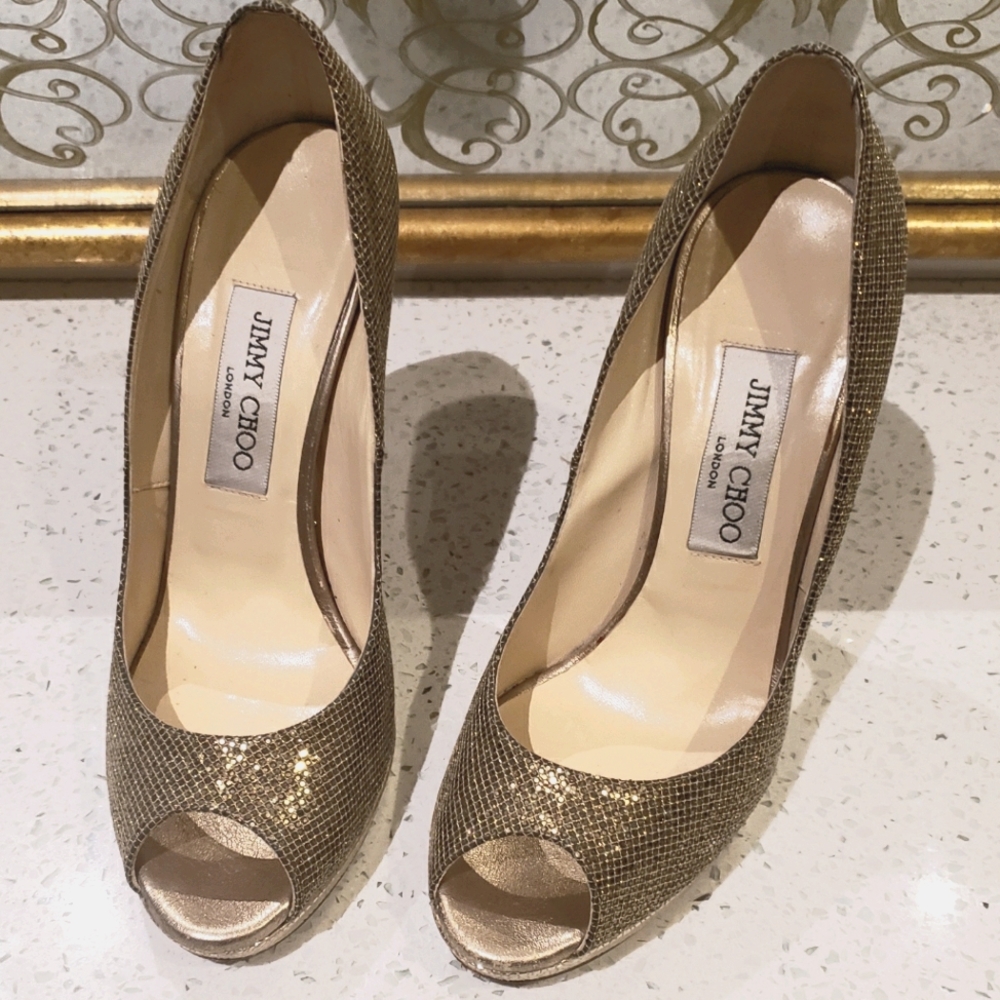 100% Authentic Jimmy Choo Crown Champagne Glitter